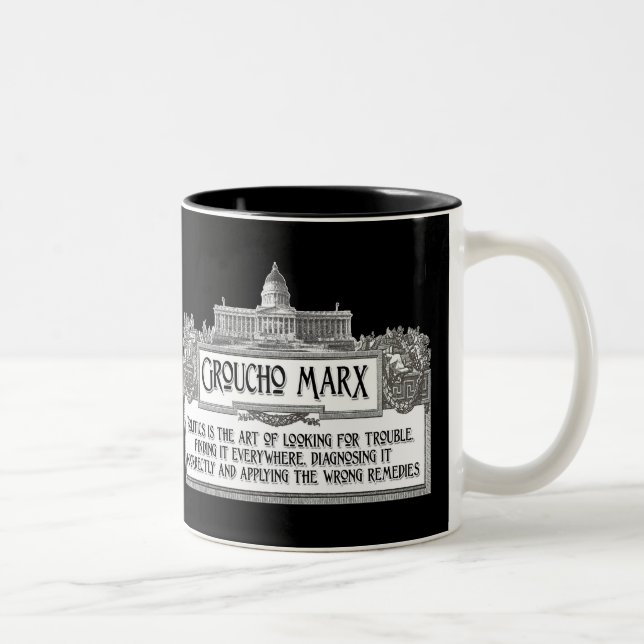 Taza Bicolor Groucho Marx en política (Derecha)