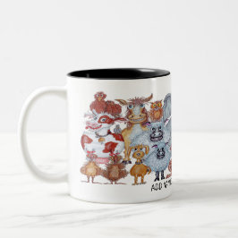 Taza Bicolor Group of smiling animals cartoon