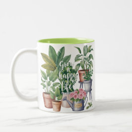 Taza Bicolor Grow a Happy Life Mug – Sip, Smile & Thrive