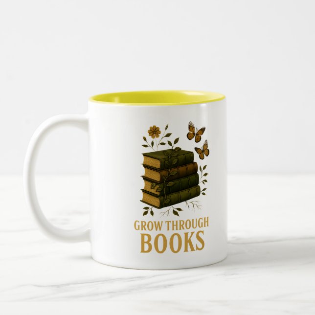 Taza Bicolor Grow Through Books Nature Book Art (Izquierda)
