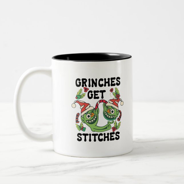Taza Bicolor Grpulgadas Obtén Stitches Navidades Diseño de Arte (Izquierda)