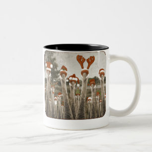 Taza Bicolor Grúas del navidad del vintage
