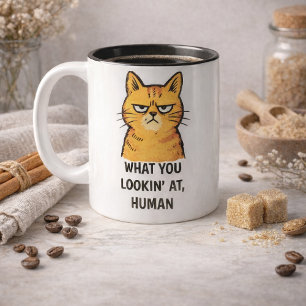 Taza Bicolor Grumpy Cat –“¿Qué estás mirando, humano?” Divertid