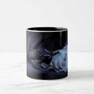 Taza Bicolor Grunge Dark Blue Rosa Diseño Mug