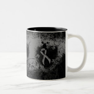 Taza Bicolor Grunge Heart de la Cinta de Concienciación Gris