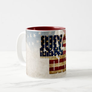 Taza Bicolor Grunge USA 4 de julio Gráfico de la Independencia