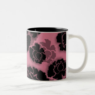 Taza Bicolor Grungy Floral Decadation Mug, Rosa
