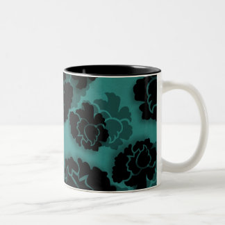 Taza Bicolor Grungy Floral Decadation Mug, Verde azulado