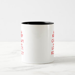 Taza Bicolor Guarde la calma y ame a Foley