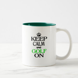 Taza Bicolor Guarde la calma y el golf encendido