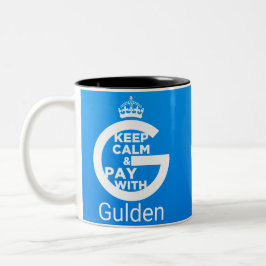 Taza Bicolor Guarde la calma y pague con el guilden