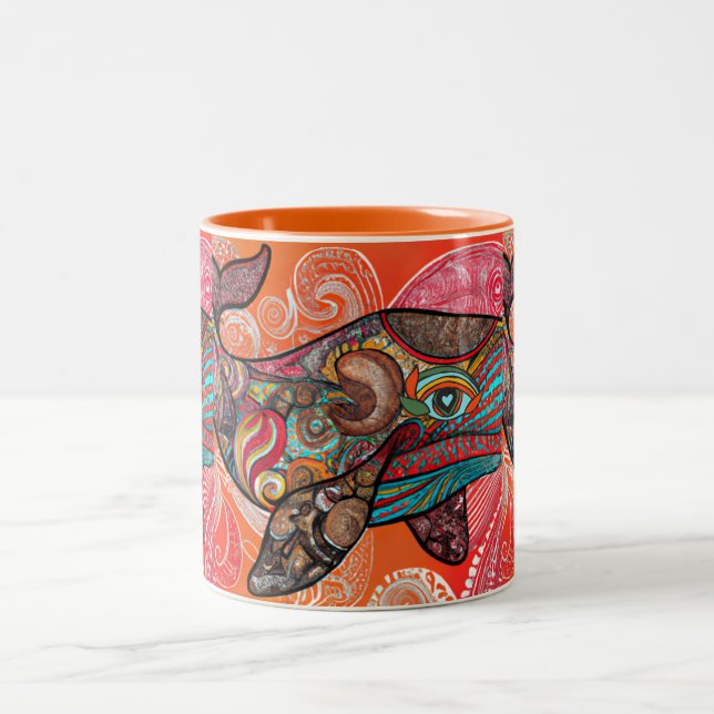 Taza Bicolor ¡Guau de ballenas! (Centro)