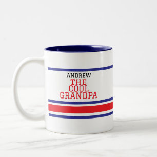 Taza Bicolor Guay Grandpa Personalizada Red Blue Stripe White