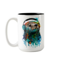 Guay Otter Coffee Mug, ¡Con Auriculares!