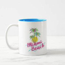 Taza Bicolor Guay Pink-Miami-Beach-Florida Cof gráfico de dos t