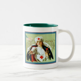 Taza Bicolor Guerra mundial del ~ del poster de la enfermera