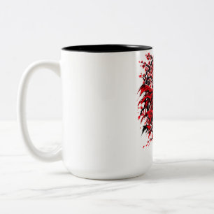 Taza Bicolor Guerrero Samurái del Sol Rojo - Flor de Cerezo Jap