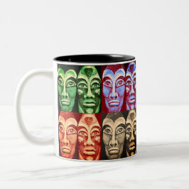 Taza Bicolor Guerreros mayas - pintura multicolor