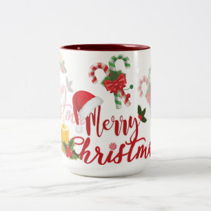 Taza Bicolor Guión de caligrafía navideña