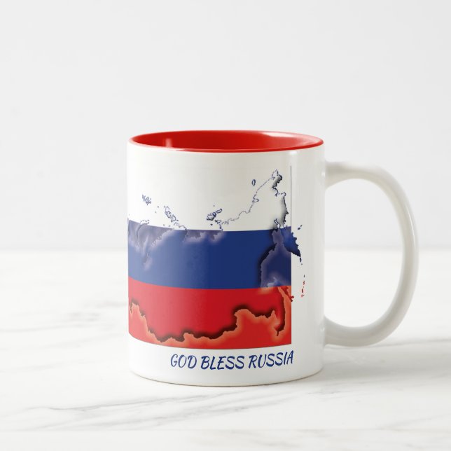 Taza Bicolor Guión de MAPA DE BANDERA RUSIA Personalizado (Derecha)
