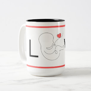 Taza Bicolor Guión de niña, amor al corazón rosado,