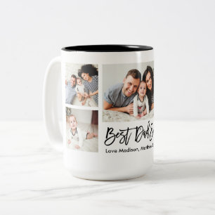Taza Bicolor Guión de pincel moderno 5 foto mejor papá de la hi
