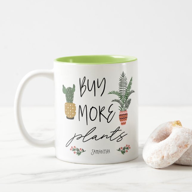 Taza Bicolor Guión divertido compra más plantas en la planta de (Con donut)