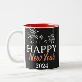 Taza Bicolor Guión elegante de moda Feliz Año Nuevo