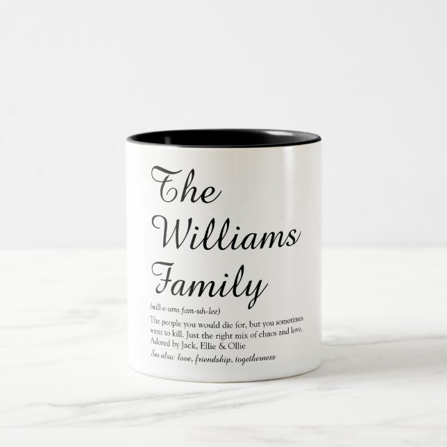 Taza Bicolor Guión personalizado Definición de su apellido (Centro)