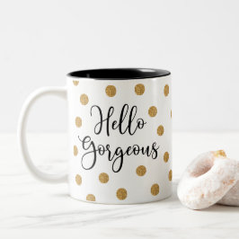 Taza Bicolor Guión Polkadot de oro negro Hola espléndido