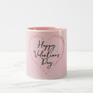 Taza Bicolor Guión romántico de purpurina del día de San Valent