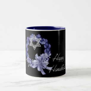 Taza Bicolor Guirnalda de Jánuca y café de la estrella/taza