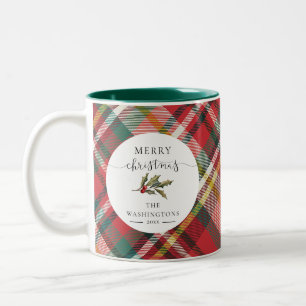 Taza Bicolor Guirnalda navideña elegante y alegre de familia a