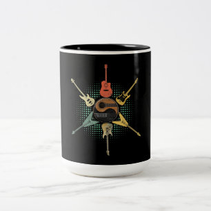 Taza Bicolor Guitar Lover - Retro Style Regalo Para Guitarist