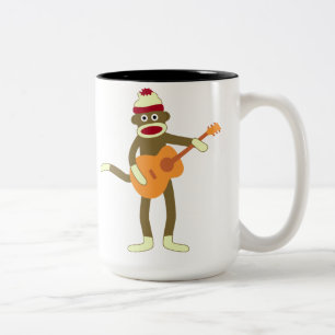 Taza Bicolor Guitarra acústica del mono del calcetín