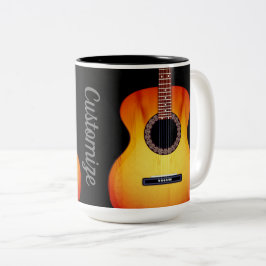 Taza Bicolor Guitarra acústica negra personalizada