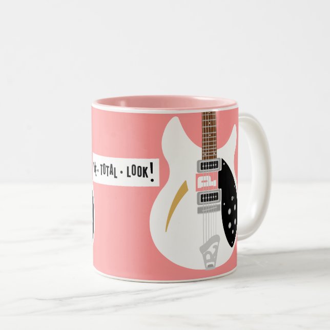 Taza Bicolor Guitarra De Arte De Mod Pop (Anverso derecho)