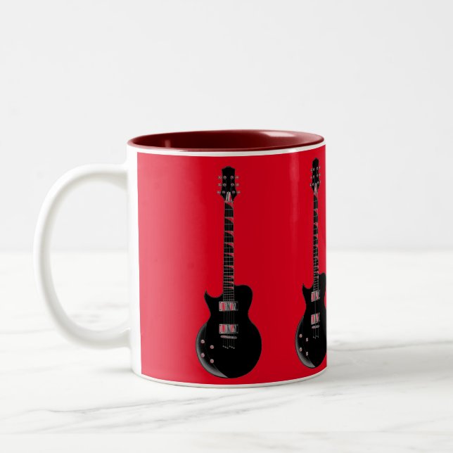 Taza Bicolor Guitarra eléctrica de pop negro rojo (Izquierda)
