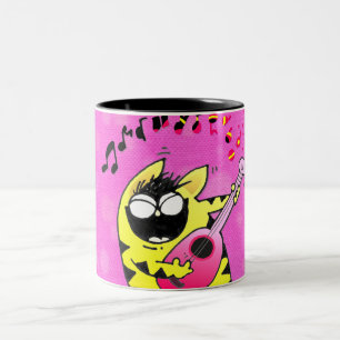 Taza Bicolor Guitarrista loco del gato