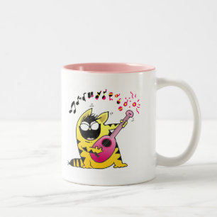 Taza Bicolor Guitarrista loco del gato