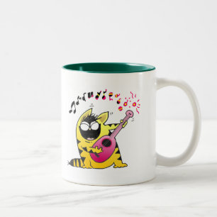 Taza Bicolor Guitarrista loco del gato