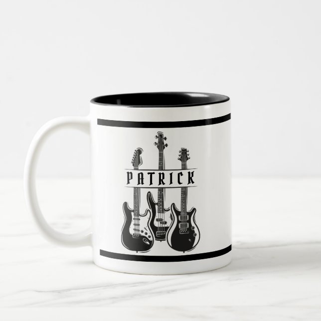 Taza Bicolor Guitarrista Personalizado Jugador De Guitarra Rega (Izquierda)