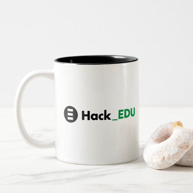 Taza Bicolor HackEDU Café de dos tonos oscuro (Con donut)
