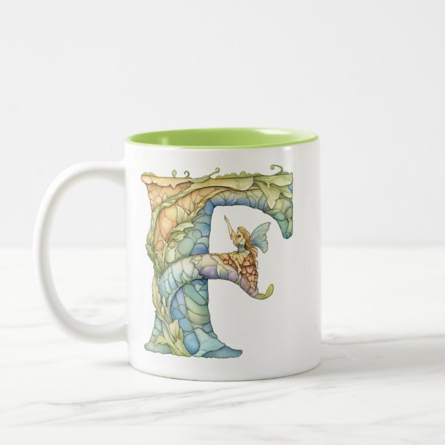 Taza Bicolor Hada Arcoíris Inicial 'F'  (Izquierda)