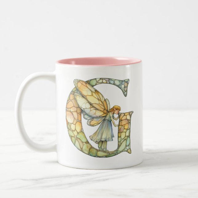 Taza Bicolor Hada de Arcoíris Inicial 'G'  (Izquierda)