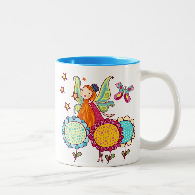 Taza Bicolor Hada Jardín Con Flores (Derecha)