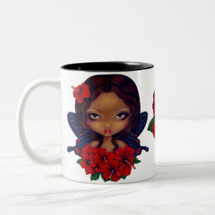 Taza Bicolor Hada roja de Tiki del hibisco
