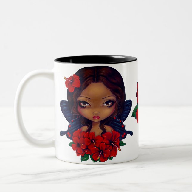 Taza Bicolor Hada roja de Tiki del hibisco (Izquierda)
