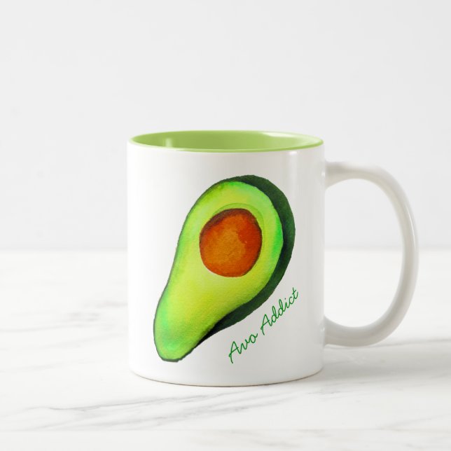Taza Bicolor Hadicto al aguacate arte lindo verde (Derecha)