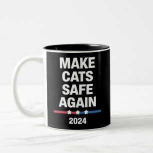 Taza Bicolor Haga que los gatos sean seguros de nuevo Divertido